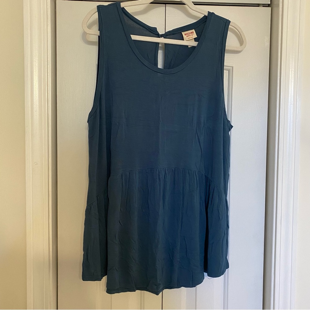 Blue Peplum Tank Top